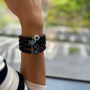 Evil Eye Bracelet-Evil Eye Beads-Greek Evil Eye Jewelry-Lucky Charm Bracelet-Adjustable Bracelet-Beaded Bracelet-Handmade Bracelet-Best Gift