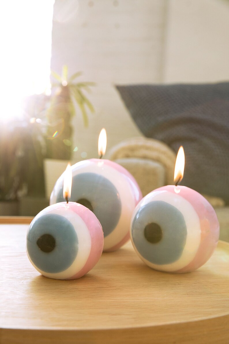 Handmade Evil Eye Candleprotection Charmgood Luck Candlespiritual