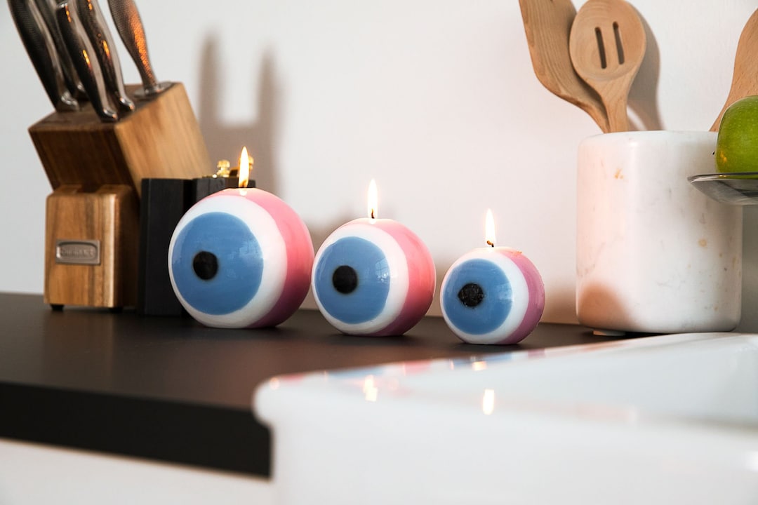 Handmade Evil Eye Candleprotection Charmgood Luck Candlespiritual