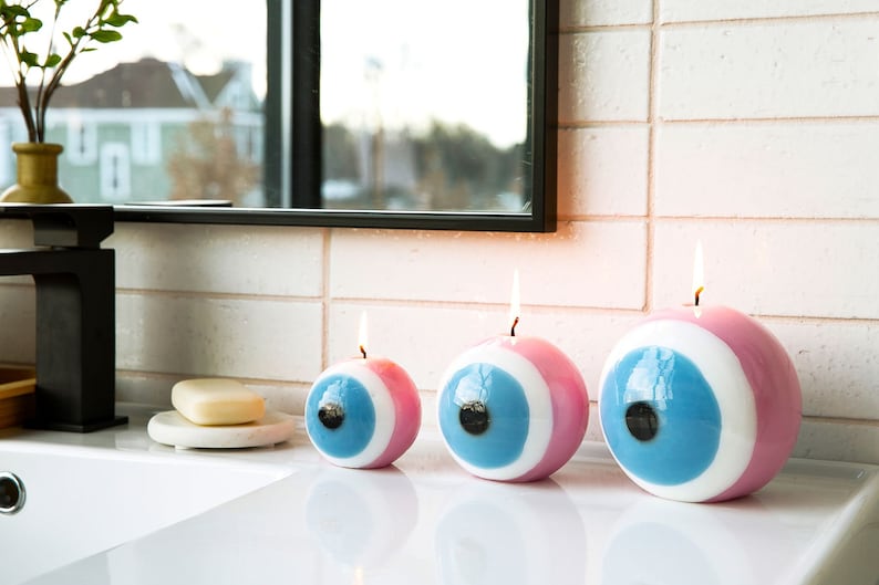 Handmade Evil Eye Candleprotection Charmgood Luck Candlespiritual