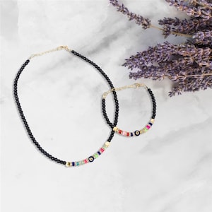 Evil Eye Bracelet-Evil Eye Necklace-Handmade Evil Eye Jewelry Set-Beaded Bracelet-Gift for Women-Adjustable Bracelet-Evil Eye Gift Set