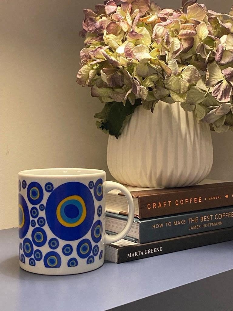 Evil Eye Coffee Mug-Ceramic Evil Eye Mug-Coffee Mug-Evil Eye Tea Cup-Spiritual Protection Mug-Evil Eye Gifts-Good Luck Mug-Ceramic Mug