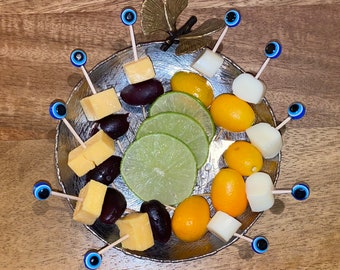 Evil Eye Party Toothpicks, Mediterranean Decor: Bamboo Food Picks