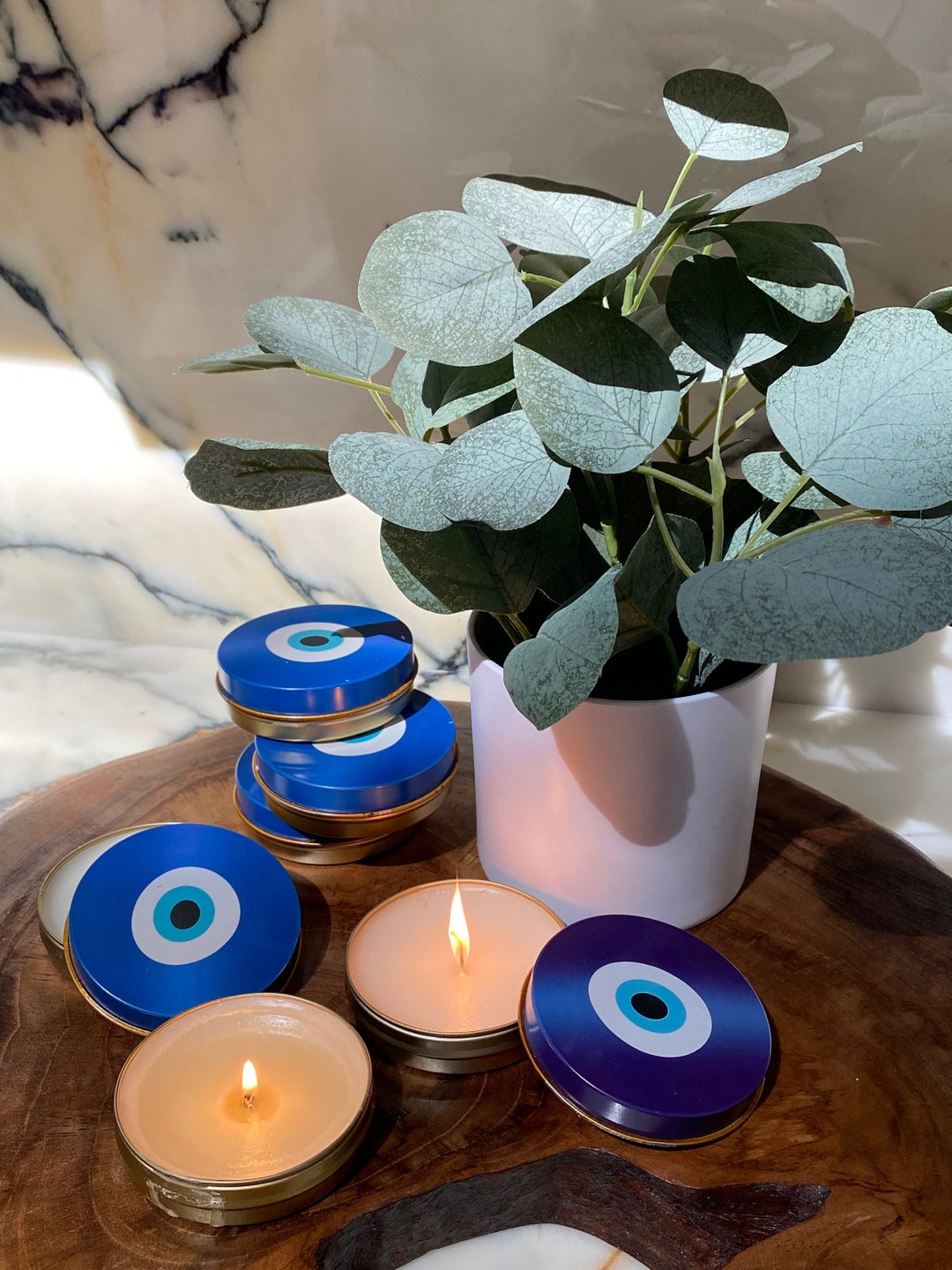 Handmade Soy Wax Evil Eye Candleshandpoured With Essential Oils