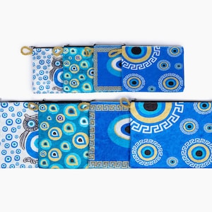Evil Eye Pouch-Evil Eye Bag-Evil Eye Clutch-Coin Purse-Wallet purse-Make up mini bag-Jewelry Pouch-Gift for Her-Zipper Pouch-Greek Purse