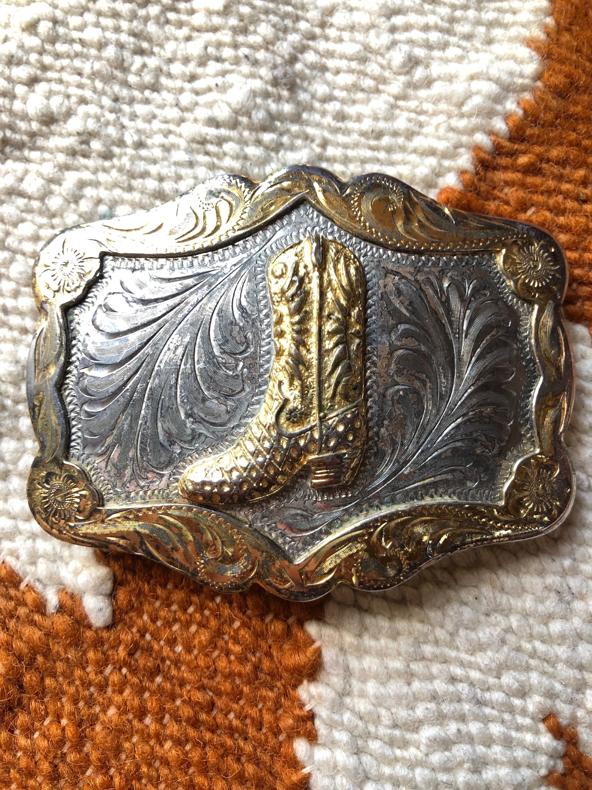 MountainStandardVtg Vintage Alpaca Mexico Cowboy Boot Belt Buckle