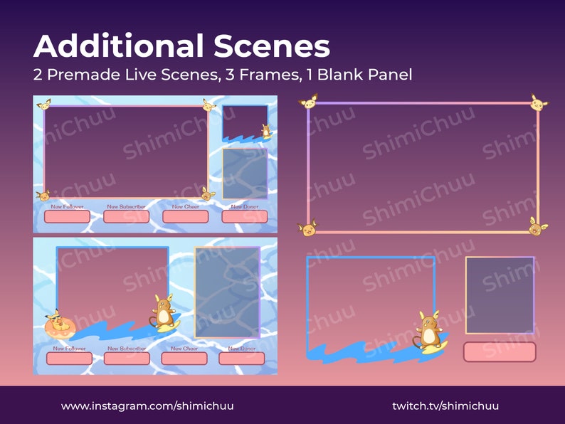 Pikachu Pokemon Summer Beach Twitch Overlays and Scenes Digital image 3