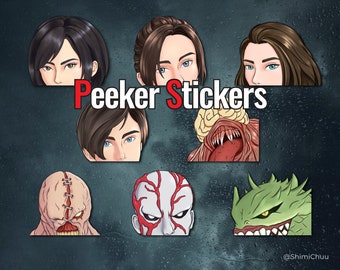 Resident Evil inspired Glossy Vinyl Peeker Stickers (Ada, Claire, Jill, Leon, Licker, Nemesis, Tyrant, Hunter)