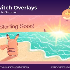 Pikachu Pokemon Summer Beach Twitch Overlays and Scenes Digital image 1