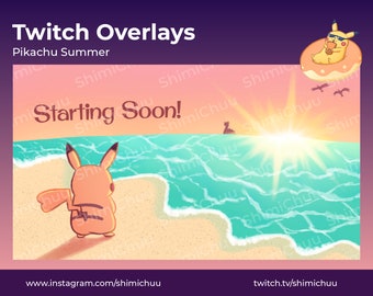 Pikachu Pokemon Summer Beach Twitch Overlays and Scenes [Digital]