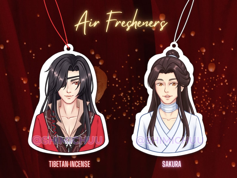 TGCF Air Fresheners Xie Lian and Hua Cheng/San Lang Double Sided Heaven Official's Blessing, MXTX Set of 2