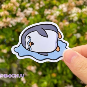 Sad Crying Penguin Sticker Matte
