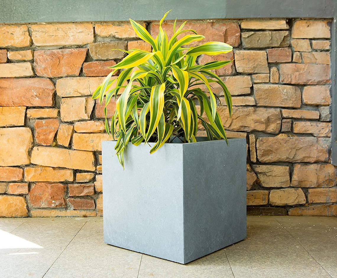 Square Slate Gray Plant Pot Etsy