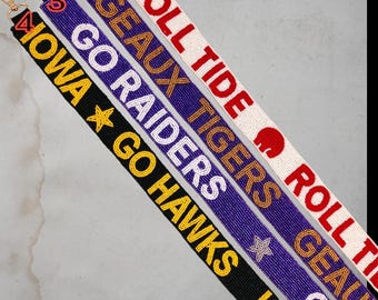 Handmade beaded purse strap| gameday beaded bag straps| Gift for her| College beaded clear bags straps | Customized beaded purse strap|