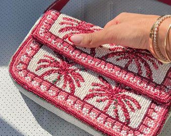 Beaded Shoulder bags Staud bag dupe Beaded summer bags Wedding bags Beaded handbags Bohemian style bags Beaded evening bags