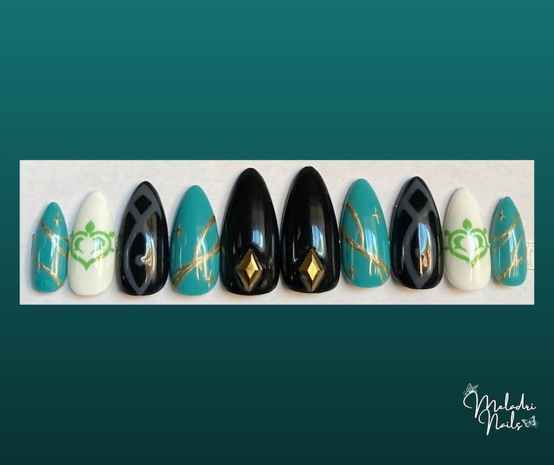 Alhaitham Inspired Nails Etsy
