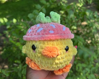 crochet duck strawberry hat