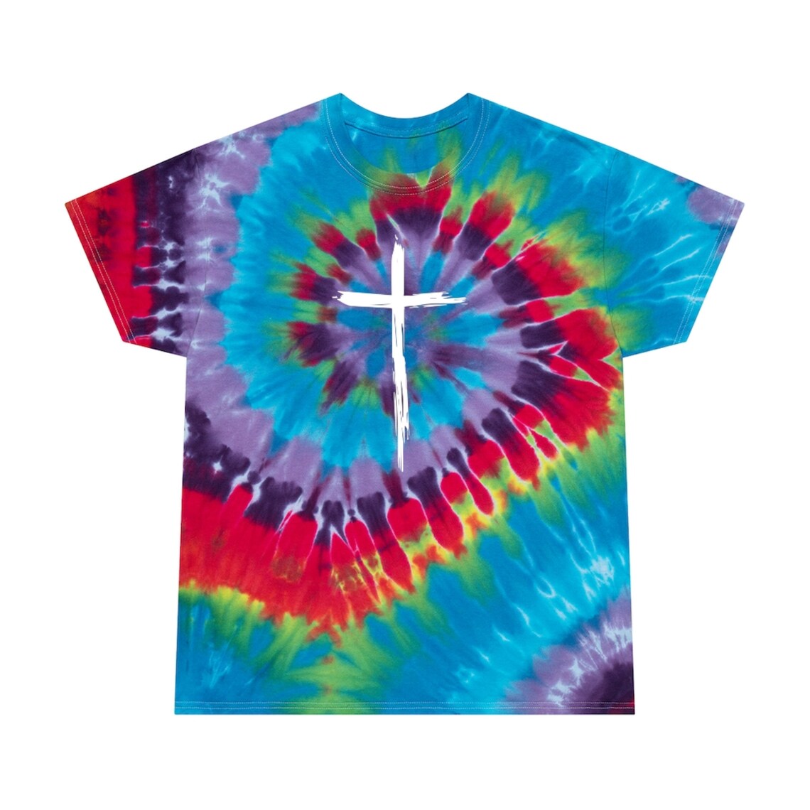 Rugged Cross Spiral TieDye TShirt/Tie Dye Cross Etsy