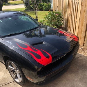 Flame Vinyl Graphic (15 Colors) Universal Fit 12&quot; x 40&quot; Pair of 2 Fits All Cars Hood Rocker Panel