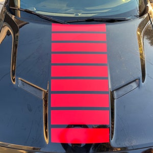 Dodge Challenger Hood Center Strobe Grafik Aufkleber Passform 2015-2018 (15 Farben) Vorgeschnitten