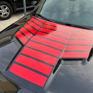Dodge Challenger Strobe Hood Center & Flügel Grafik Aufkleber Passform 2015-2018 (15 Farben) Vorgeschnitten