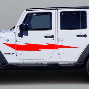Fits Jeep JK JL Lightning 4 Door Side Graphic Pair of 2 Vinyl Decal (15 Colors)