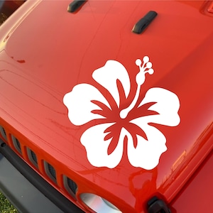 Past Jeep Jk Jl Tj Yj Hibiscus Flower Hawaiian Hood or Side Graphic (15 kleuren) 9 maten