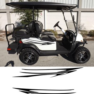 REFLECTIVE or Regular Golf Cart Graphic Decals 2 Pairs of 2 Vinyl Decal Universal Fit (15 Colors for Vinyl) (9 Colors for Reflective) - 30