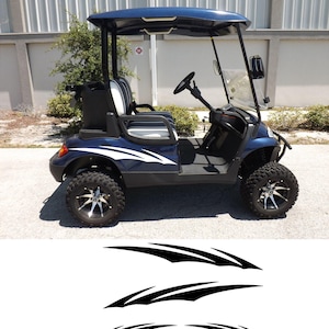 REFLECTIVE or Regular Golf Cart Graphic Decals 2 Pairs of 2 Vinyl Decal Universal Fit (15 Colors for Vinyl) (9 Colors for Reflective) - 10