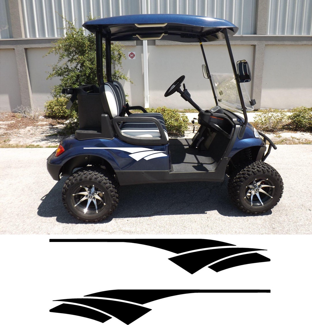 REFLECTIVE or Regular Golf Cart Graphic Decals 2 Pairs of 2 Vinyl Decal ...