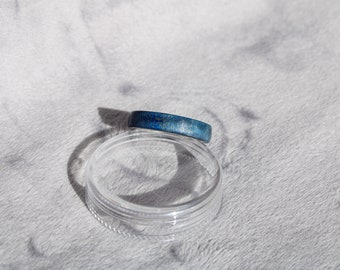 Handmade Blue Maple Ring in Stainless Steel, Size 7