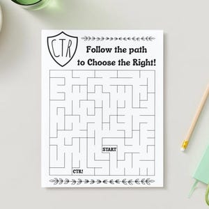 Choose the Right (CTR) Maze Printable | LDS Activity for Kids | Primary Lesson Game | Instant Download