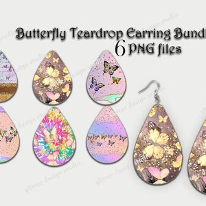 Butterfly Teardrop Earring PNG Design Bundle,Tear Drop Sublimation Template Download,Summer Earrings Sublimation,Sublimation Design Download