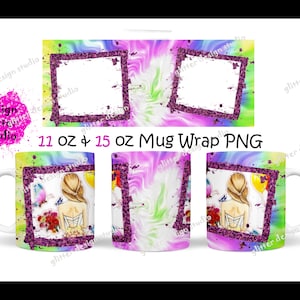 2 Bilderrahmen Becher,Bild Tasse Vorlage,Foto Tasse Sublimation Design,Bild Tasse für Mama,Digitale Vorlage für Sublimation in Tassen,PNG Datei