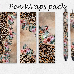 Floral pen wraps pack,Cheetah Pen Wrap, Love Pen Wrap, Glitter Pen Wrap, Epoxy Pen Wrap, Pen Wrap PNG, Pen Wrap Design, Pen Wrap Waterslide