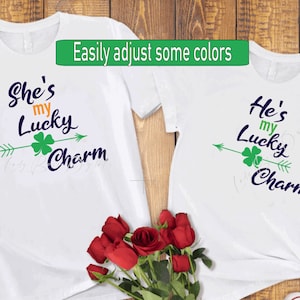 Hon är min lyckobringare/Han är min lyckobringare svg png dxf/Matchande par/St Patrick's Day Svg Pnf Dxf/St Patty's Day parskjorta/Shamrock svg