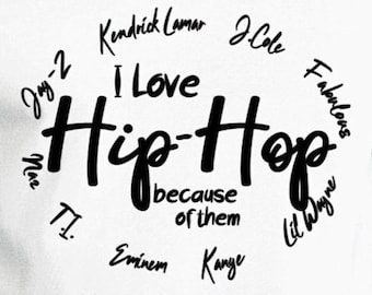 I love Hip Hop Because of Them Lil Wayne Jay Z J Cole Eminem Nas Kanye Kendrick Fabulous T.I. Music Svg Png/Rappers svg png