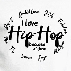I love Hip Hop Because of Them Lil Wayne Jay Z J Cole Eminem Nas Kanye Kendrick Fabulous T.I. Music Svg Png/Rappers svg png