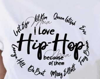 I love Hip Hop Because of Them Eve Da Brat Missy Elliott Foxy Brown Lil Kim Left Eye Queen Latifah Lauryn Hill Svg Png Cut file/Rappers svg.