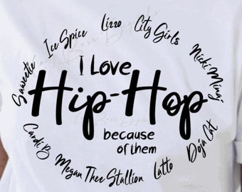I love Hip Hop Because of Them Lizzo Nicki Minaj Cardi B Megan Thee Stallion Saweetie Ice Spice City Girls Latto Doja Cat Svg Png/Rap svg