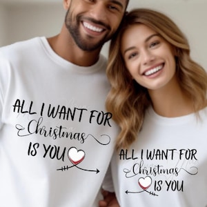 Tutto ciò che voglio per Natale sei tu coppia Svg Pnf Dxf/Coppia divertente Cricut Download/Amore per due silhouette SVG/Celebrazione natalizia Svg