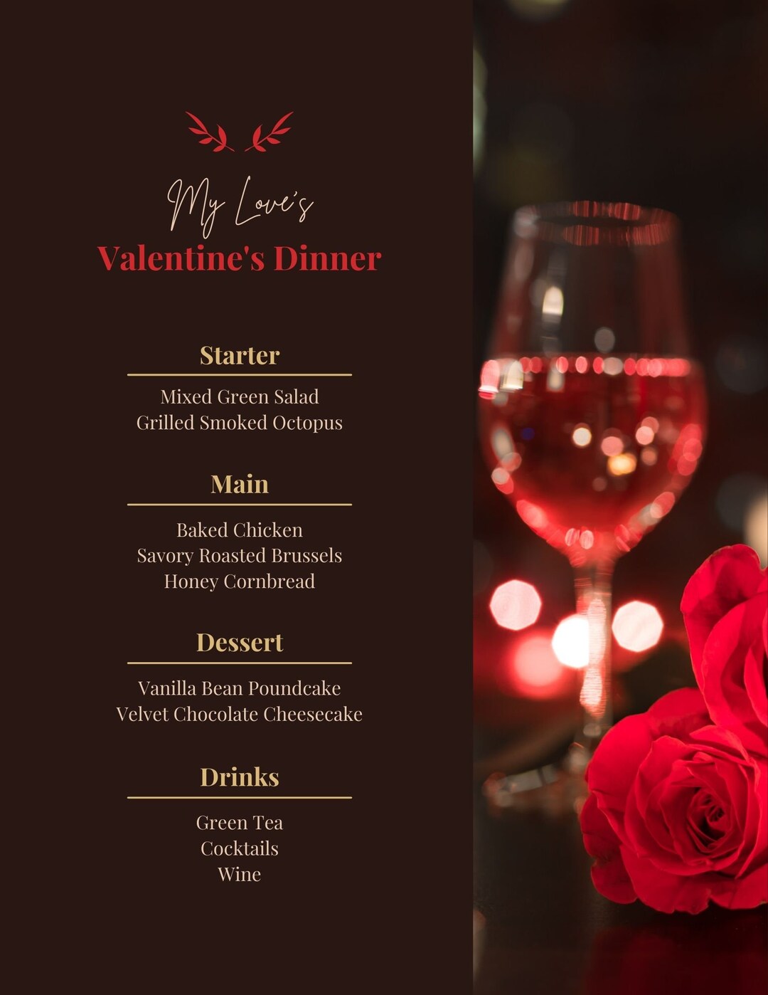 Dinner Menu Idea Dinner Party Menu Dinner Party Romantic Menu - Etsy