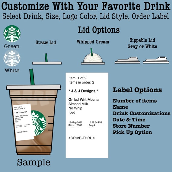 Personalized 2-color Printed Starbucks Custom Waterproof Sticker Decal