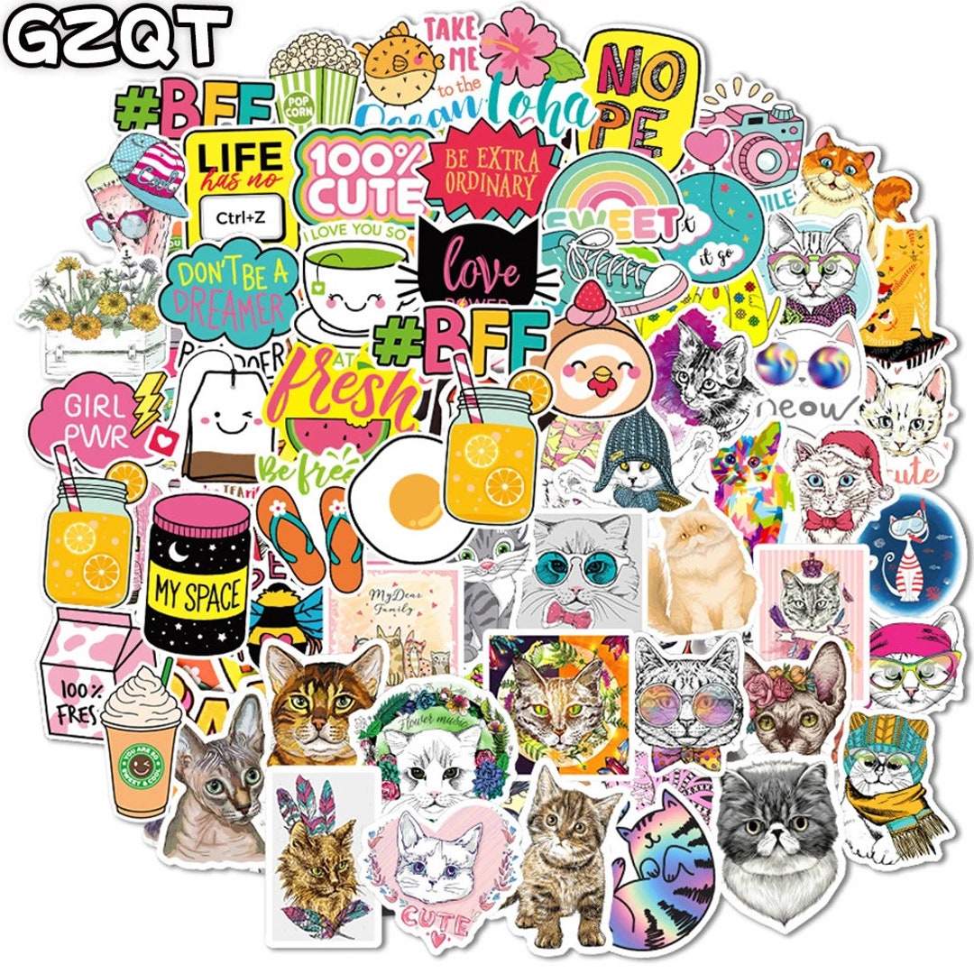 50/100 Pcs Kawaii GZQT Girl Cartoon Stickers for Laptop Phone Car Bike ...