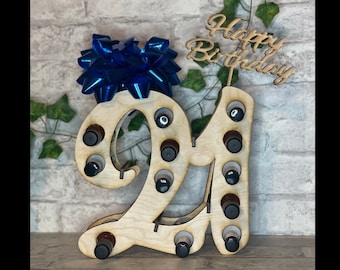 21st Birthday Shot Stand With Cake Topper, 21st Birthday Gift, Mini Liquor Bottle Stand, Funny Birthday Gift /*/Liquor Not Included/*/