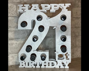 Happy 21st Birthday Shot Stand, 21st Birthday Gift, Mini Liquor Bottle Stand, Funny Birthday Gift /*/Liquor Not Included/*/