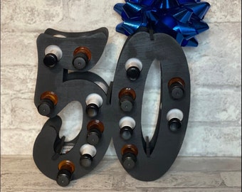 50th Birthday Shot Stand, 50th Birthday Gift, Mini Liquor Bottle Stand, Funny Birthday Gift /*/Liquor Not Included/*/