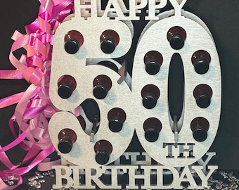 Happy 50th Birthday Shot Stand, 50th Birthday Gift, Mini Liquor Bottle Stand, Funny Birthday Gift /*/Liquor Not Included/*/