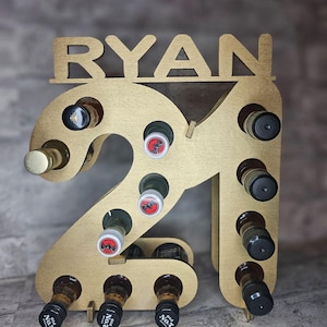 Happy 21st Birthday Shot Stand With Name, 21st Birthday Gift, Mini Liquor Bottle Stand, Funny Birthday Gift /*/Liquor Not Included/*/