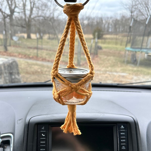 Macrame Wax Warmer for Car, Car Wax Freshener, Boho Rear-View Mirror Decor, Car Accessories, Wax Melt for Car, Macrame Mirror Hanging